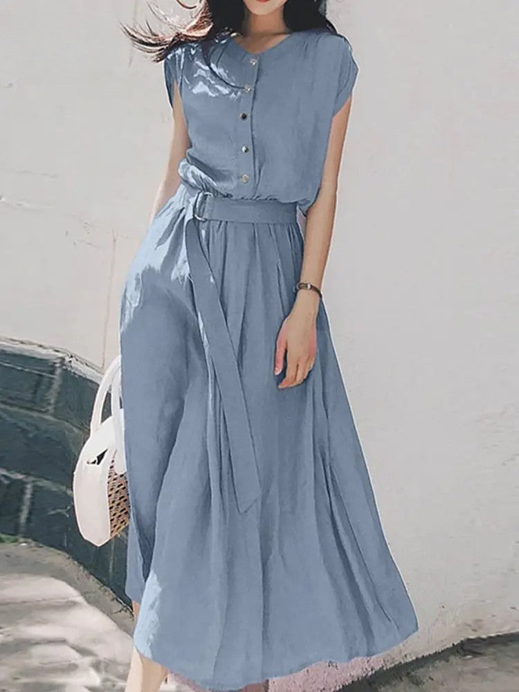 Lisa Linen Midi Dress – Leva