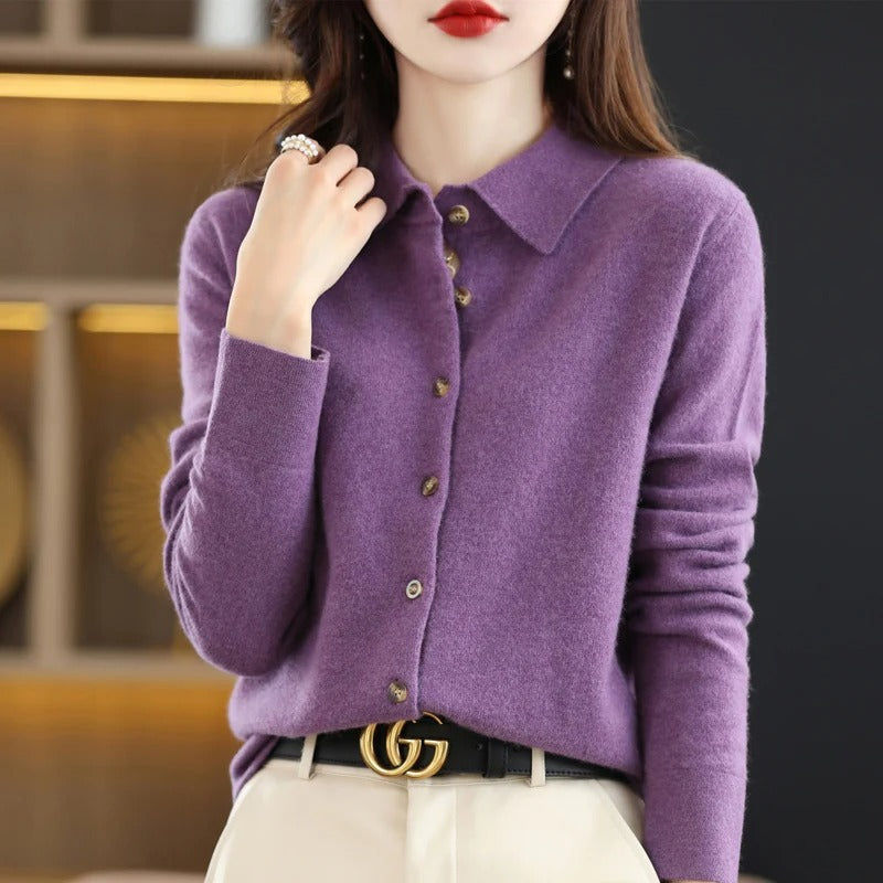 Odelia Cashmere Button-Up Cardigan