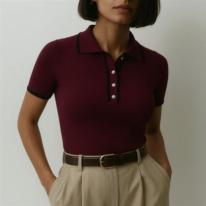 Emilia Ribbed Polo Top