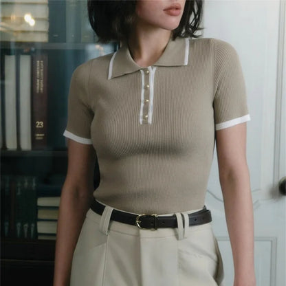 Emilia Ribbed Polo Top