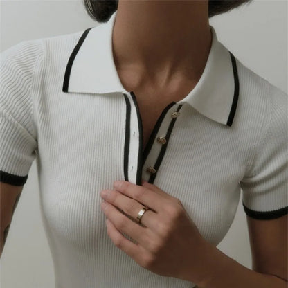 Emilia Ribbed Polo Top