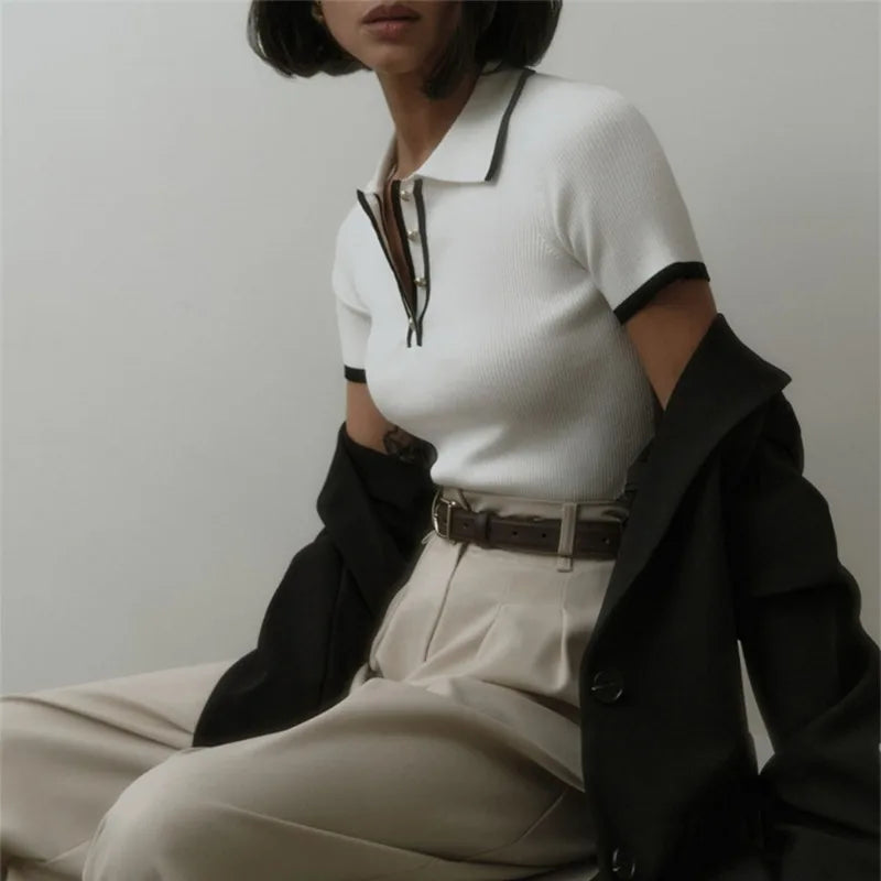 Emilia Ribbed Polo Top