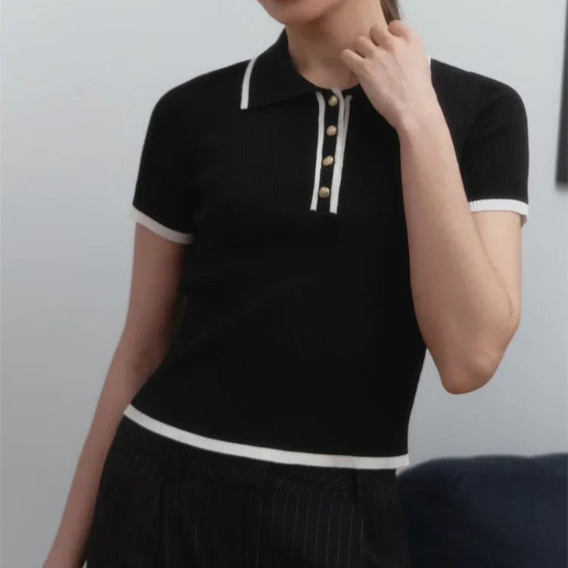 Emilia Ribbed Polo Top