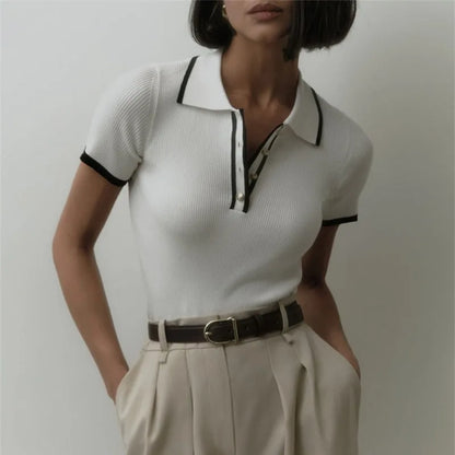 Emilia Ribbed Polo Top